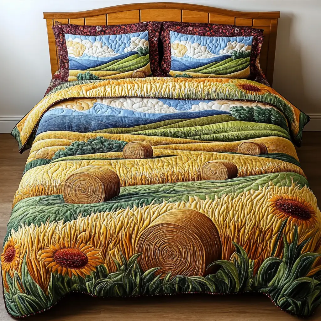 Autumn Harvest Quilted Bedding Set Cute Farmhouse Bedroom Ideas Unique Gifts Family