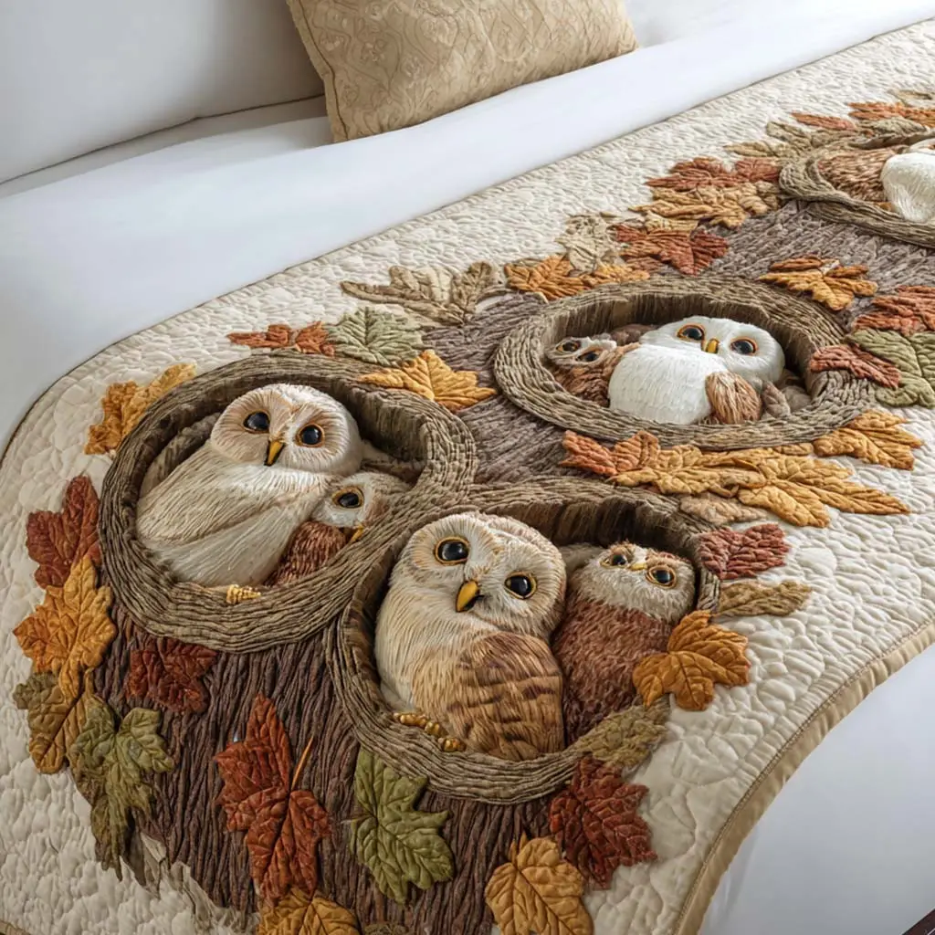 Autumn Haven Quilted Bed Runner Autumn Haven Path Fall Seasonal Gift