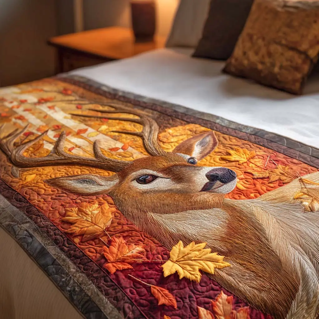 Autumn Majesty Quilted Bed Runner Autumn Majesty Path Fall Seasonal Gift