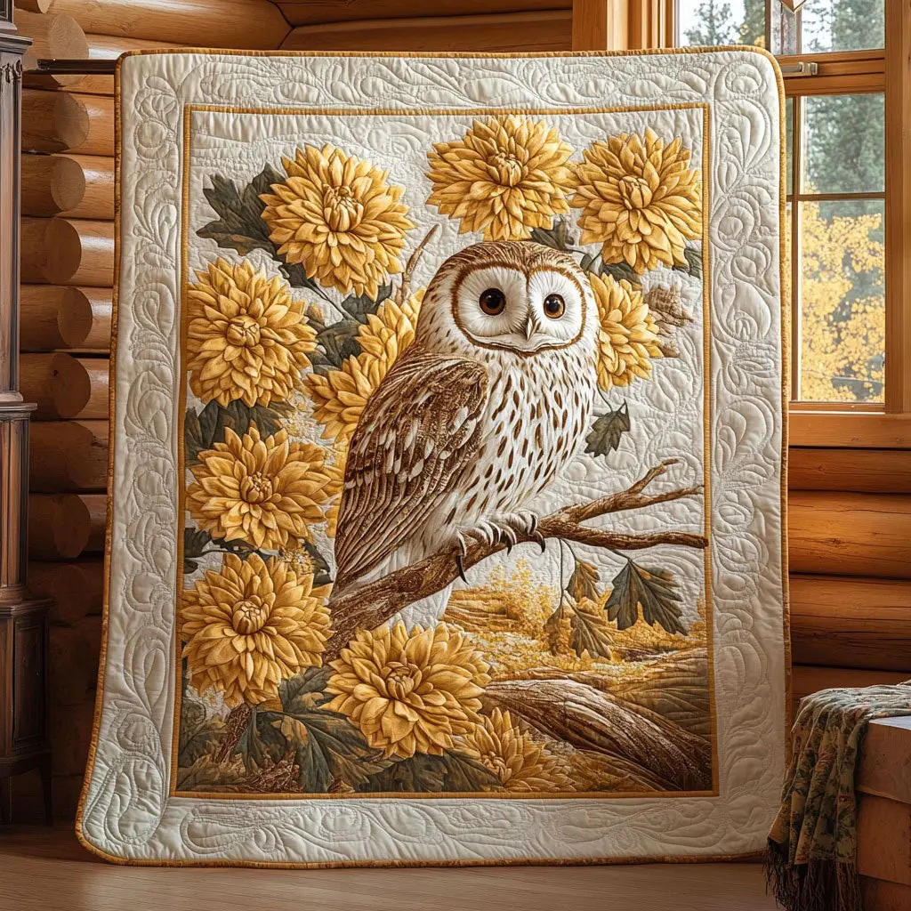 Autumn Owl Quilt Premium Quilt Blanket Gift for Family Gatherings