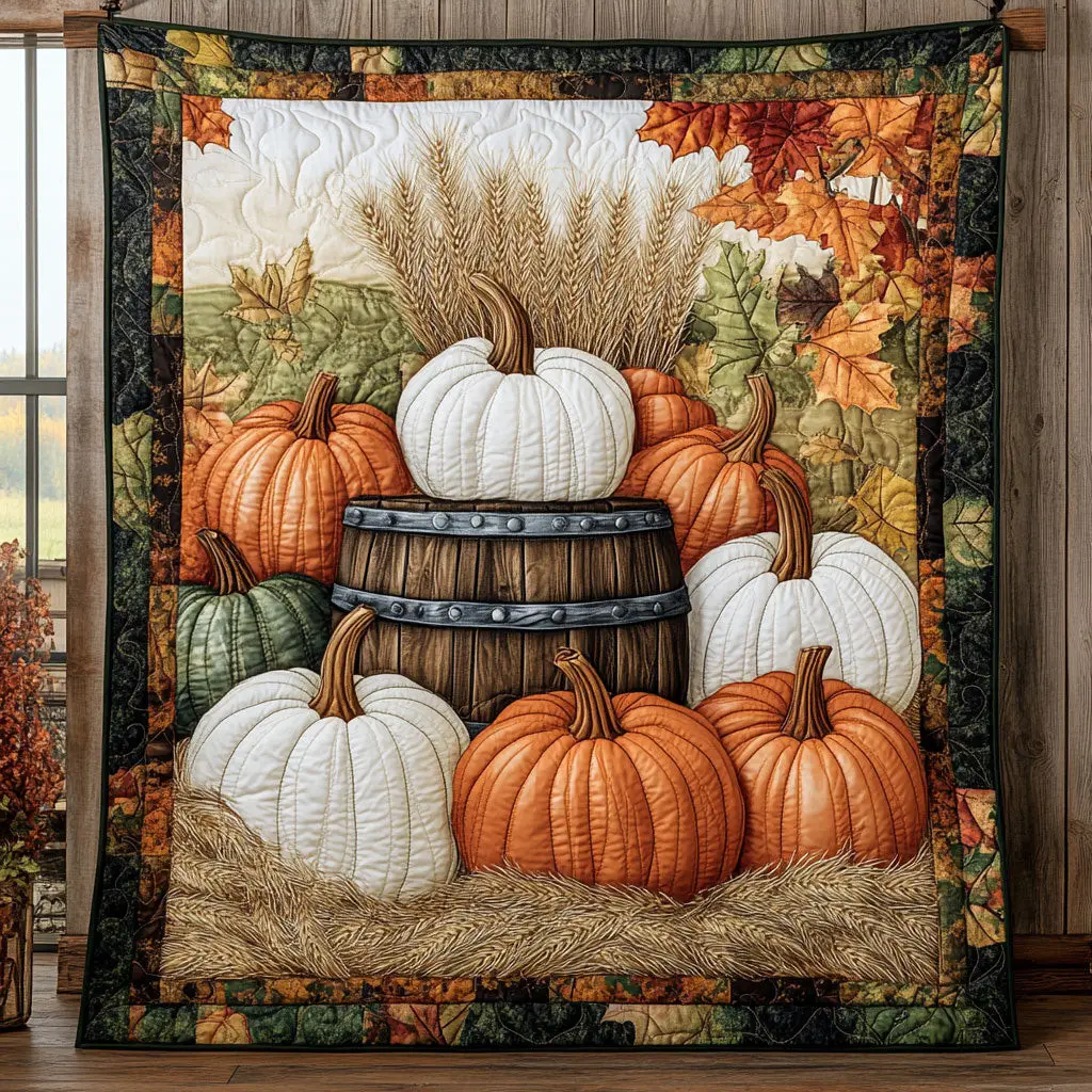 Autumn Pumpkin Quilt Comfortable Microfiber Quilt Blanket for Everyday Use Autumn Pumpkin Quilt Comfortable Microfiber Quilt Blanket for Everyday Use - Image 1