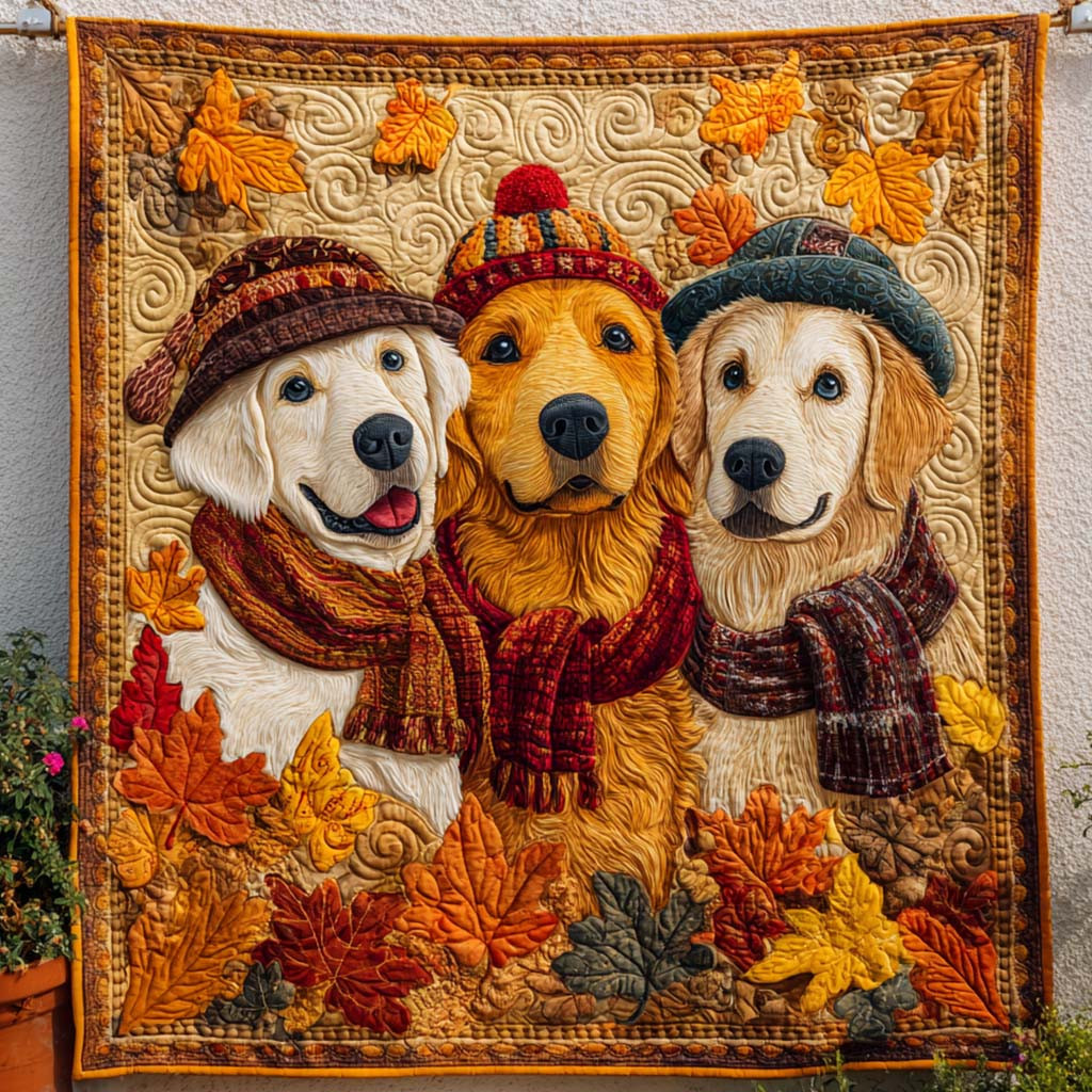 Autumn Trio Quilted Blanket Cute Fall Blankets Chicken Related Gift Items