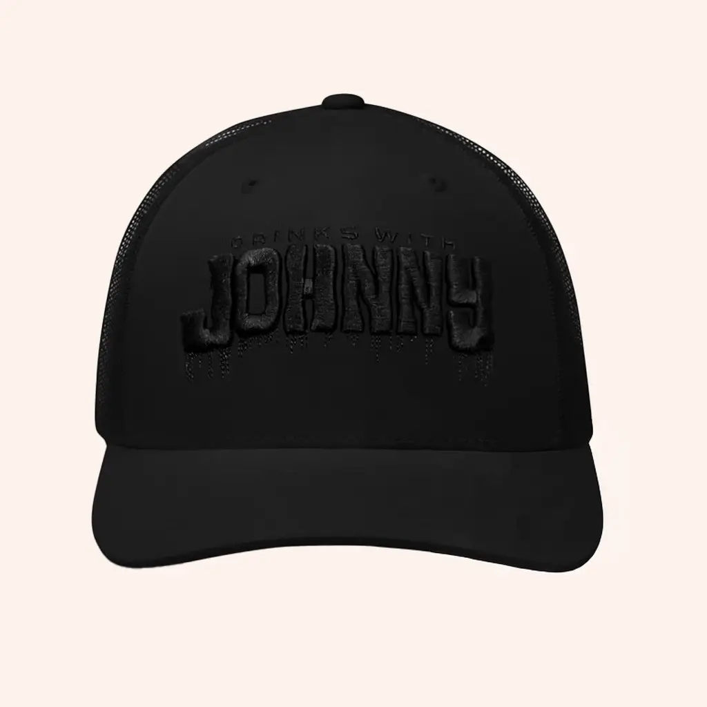 Avenged Sevenfold Merch Drinks With Johnny Trucker Hat Embroidered Gift For Brother -WearandDecor Avenged Sevenfold Merch Drinks With Johnny Trucker Hat Embroidered Gift For Brother -WearandDecor - Image 1