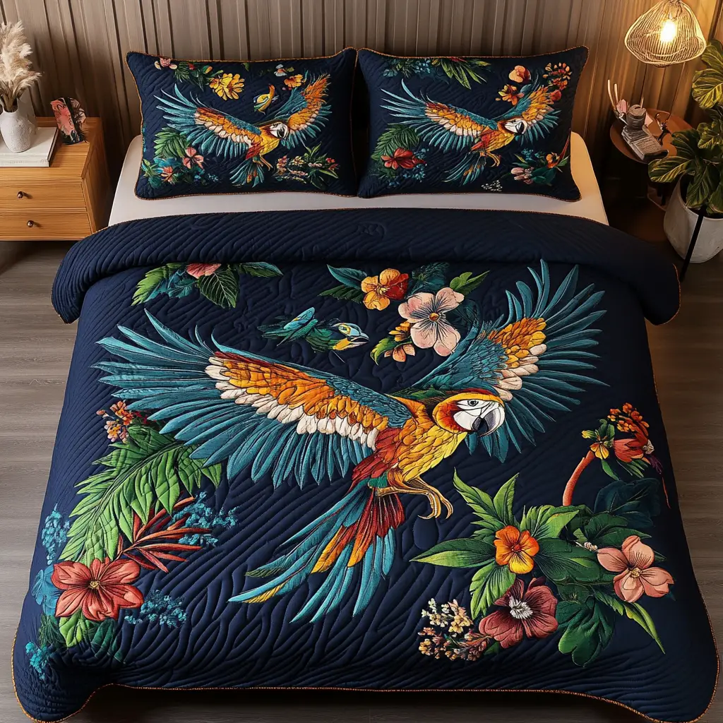 Azure Wings Quilted Bedding Set Personalized Bedding Set Gift for Couples