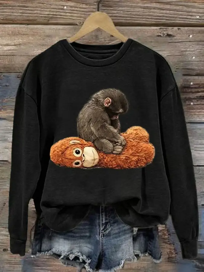Baby Punch Money Teddy Bear Sweatshirt Cute Animal Graphic Pullover Funny Monkey Lover Shirt Gift Ideas Baby Punch Money Teddy Bear Sweatshirt Cute Animal Graphic Pullover Funny Monkey Lover Shirt Gift Ideas - Image 1