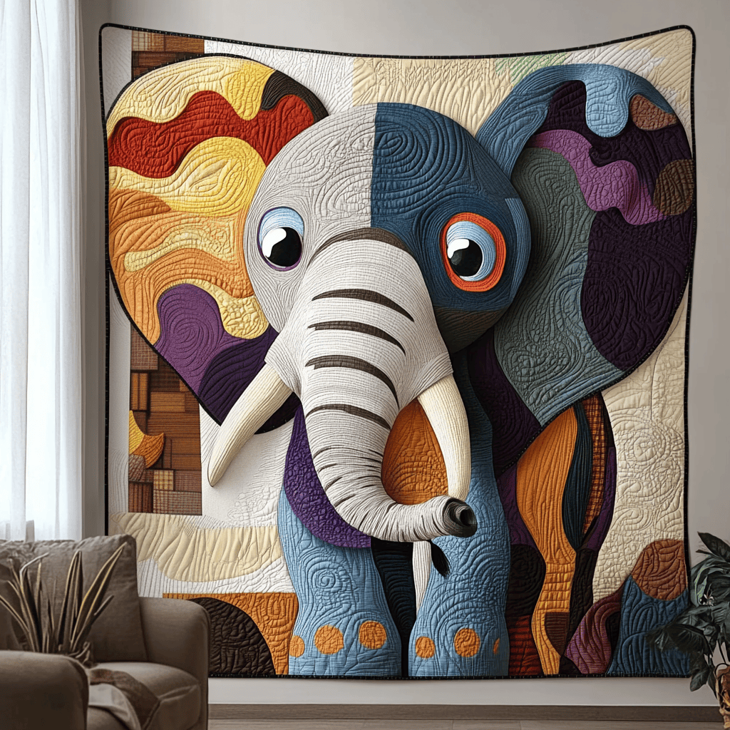 Baby Tusk Quilted Blanket Cool Throw Blanket Great Elephant Themed Gifts Baby Tusk Quilted Blanket Cool Throw Blanket Great Elephant Themed Gifts - Image 1