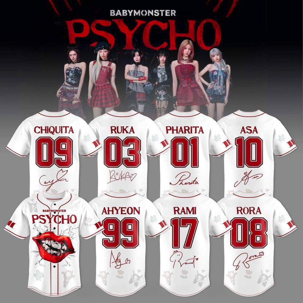 Babymonster Psycho We Go Up Album 2025 Baseball Jersey BABYMONSTER Merch Gifts For Fans