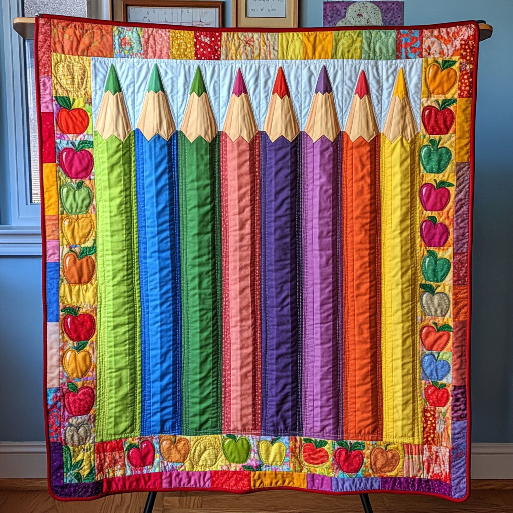Back to School Brights Quilted Blanket Home Bedding Decor Back To School Gifts For Teachers Back to School Brights Quilted Blanket Home Bedding Decor Back To School Gifts For Teachers - Image 1