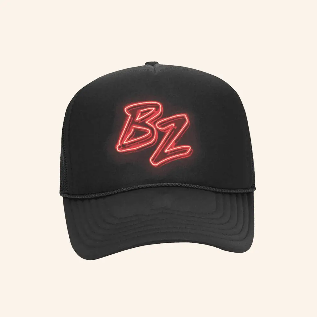 Bailey Zimmerman Merch Neon Bz Logo Black Trucker Hat Gifts For Him -WearandDecor