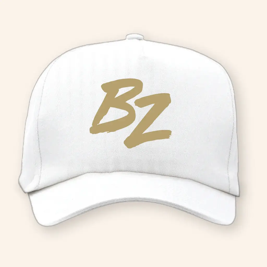 Bailey Zimmerman Merch Tour 2025 BZ Gold Logo White Hat Husband Gifts -WearandDecor Bailey Zimmerman Merch Tour 2025 BZ Gold Logo White Hat Husband Gifts -WearandDecor - Image 1