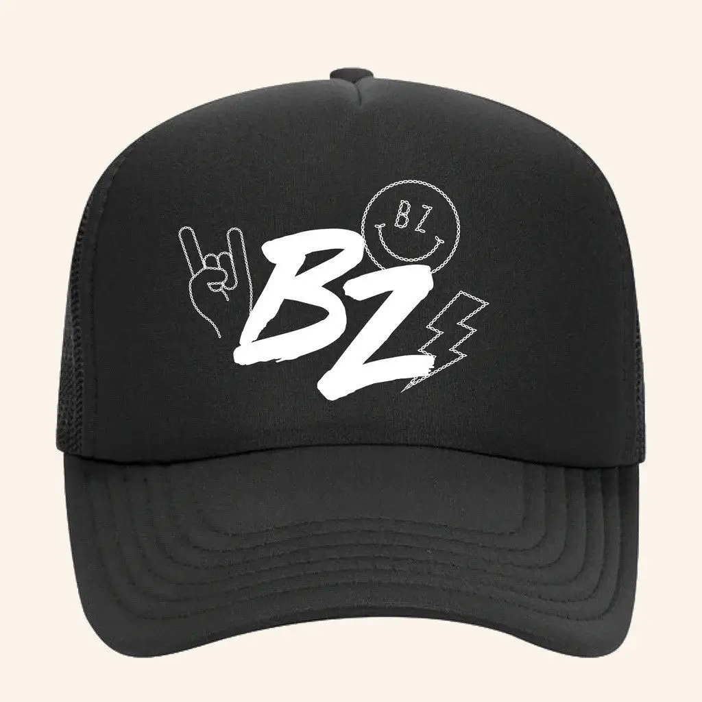 Bailey Zimmerman Merch Tour 2025 BZ Symbols Black Trucker Hat Best Gifts For Husband -WearandDecor
