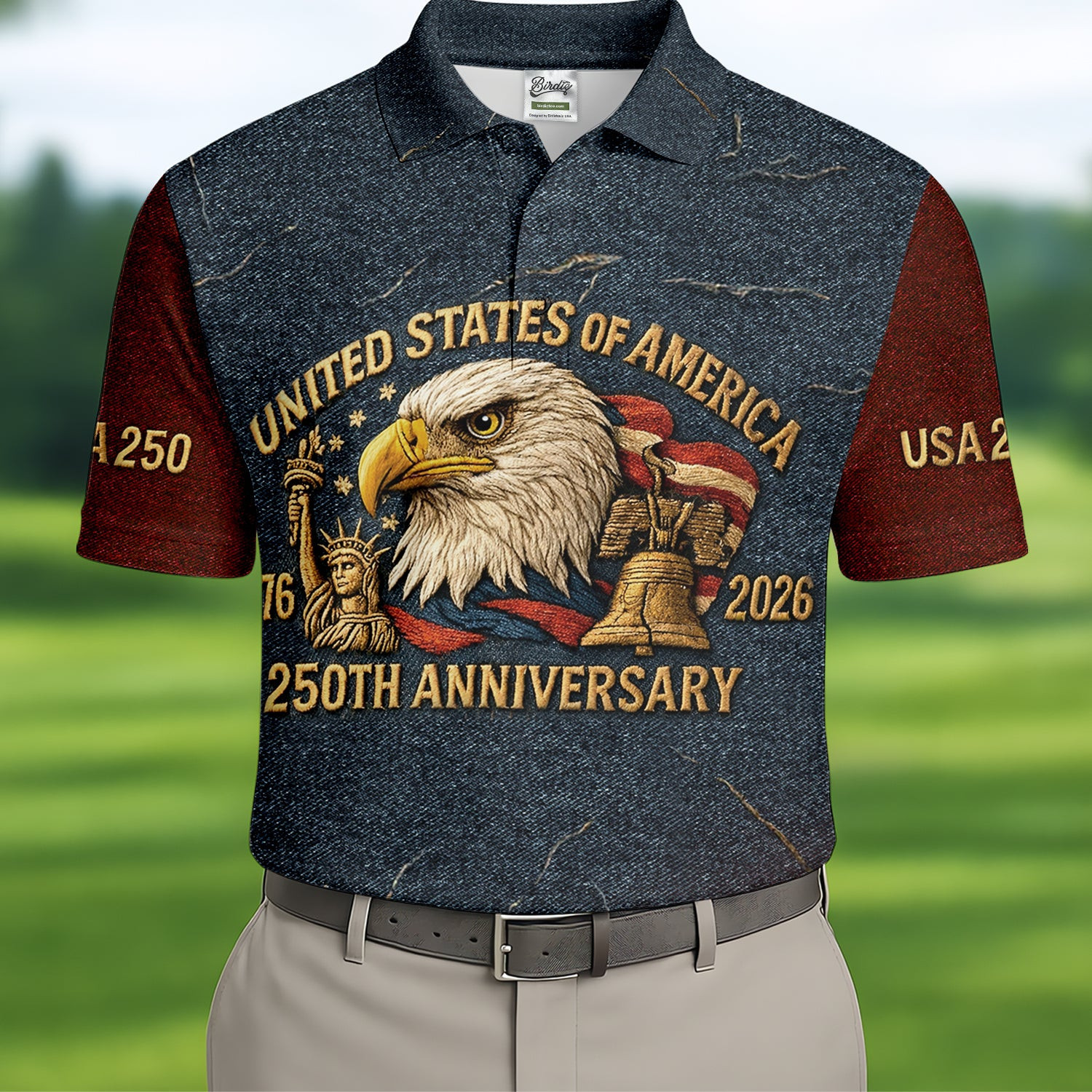 Bald Eagle 250Th Anniversary American Flag Golf Polo Shirt Mens Awesome Father's Day Gifts
