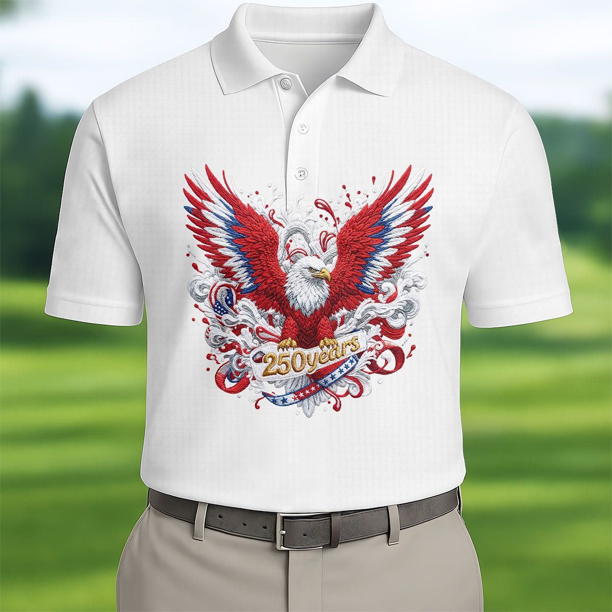 Bald Eagle 250Th Anniversary Patriotic Golf Polo Shirt 4Th Of July Gift For Dad