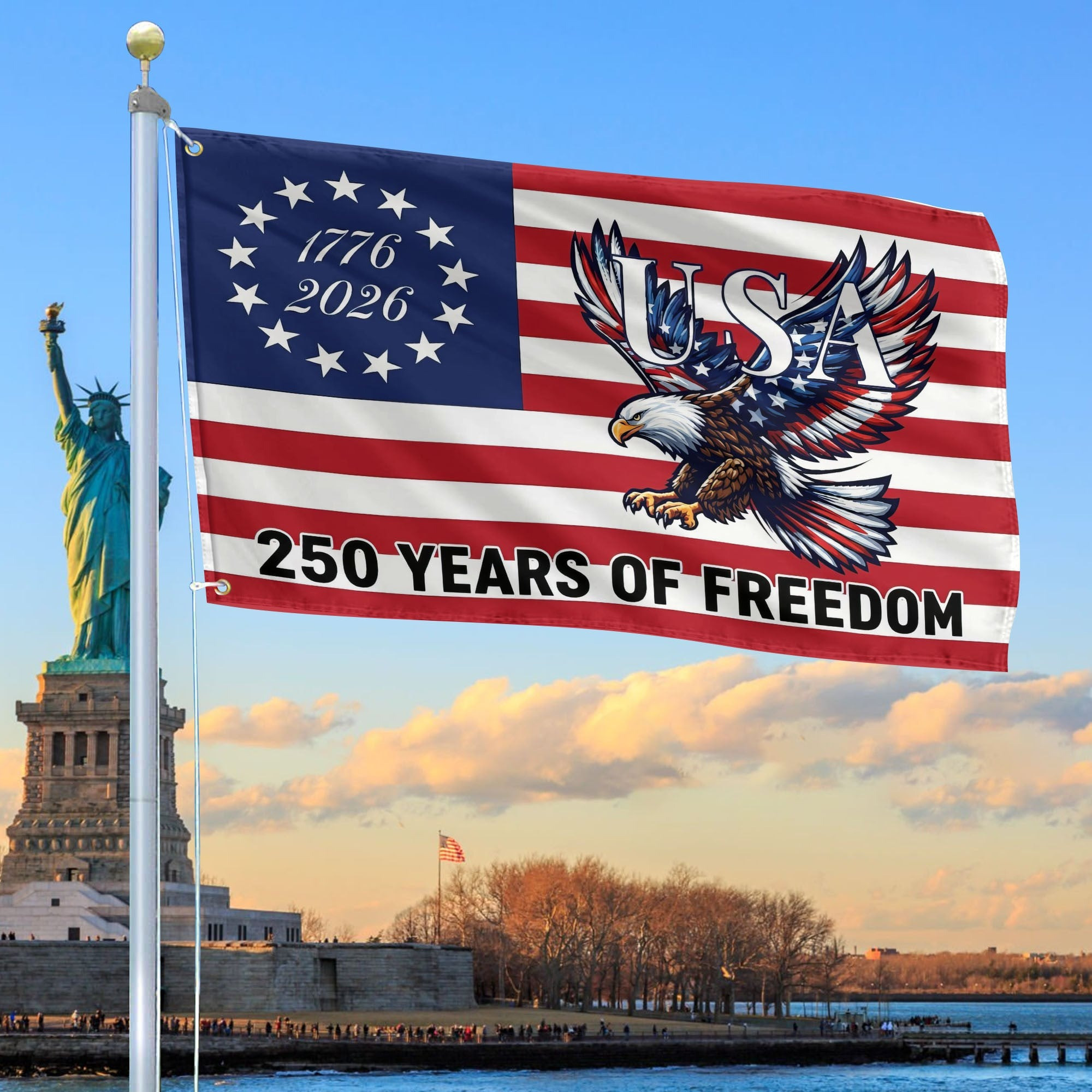 Bald Eagle America 250th Anniversary Flag Best Gifts On Independence Day Patriotic Decor