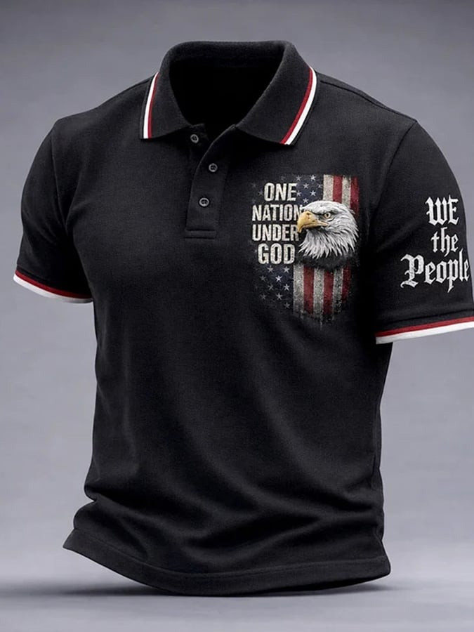 Bald Eagle One Nation Under God Polo Shirt 250th Anniversary of USA Apparel Gift for Son