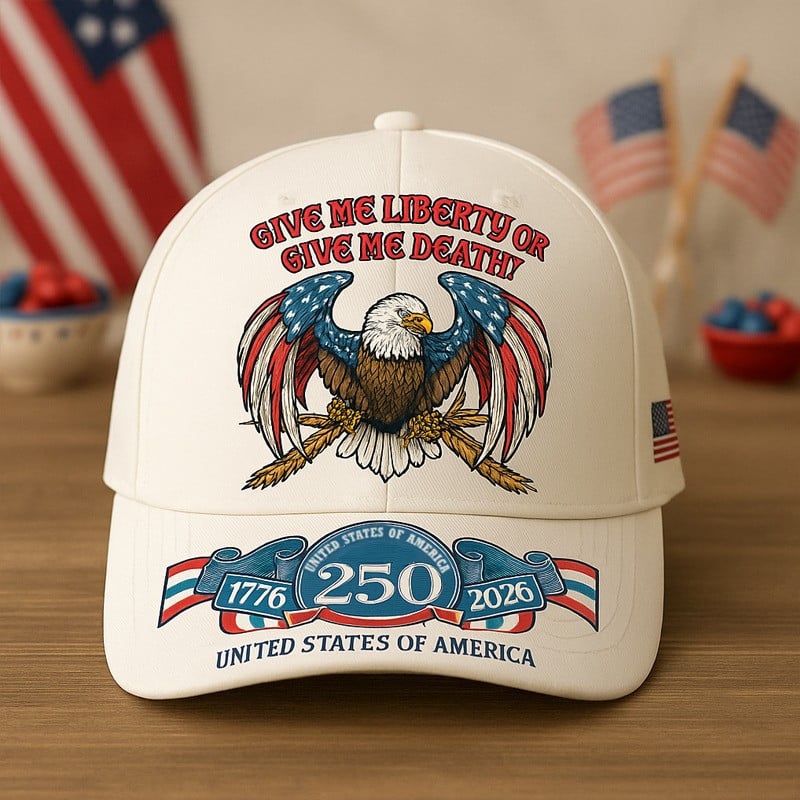 Bald Eagle US 250th Anniversary Hat Give Me Liberty Or Give Me Death 1776 2025 Veteran Gifts Bald Eagle US 250th Anniversary Hat Give Me Liberty Or Give Me Death 1776 2025 Veteran Gifts - Image 1