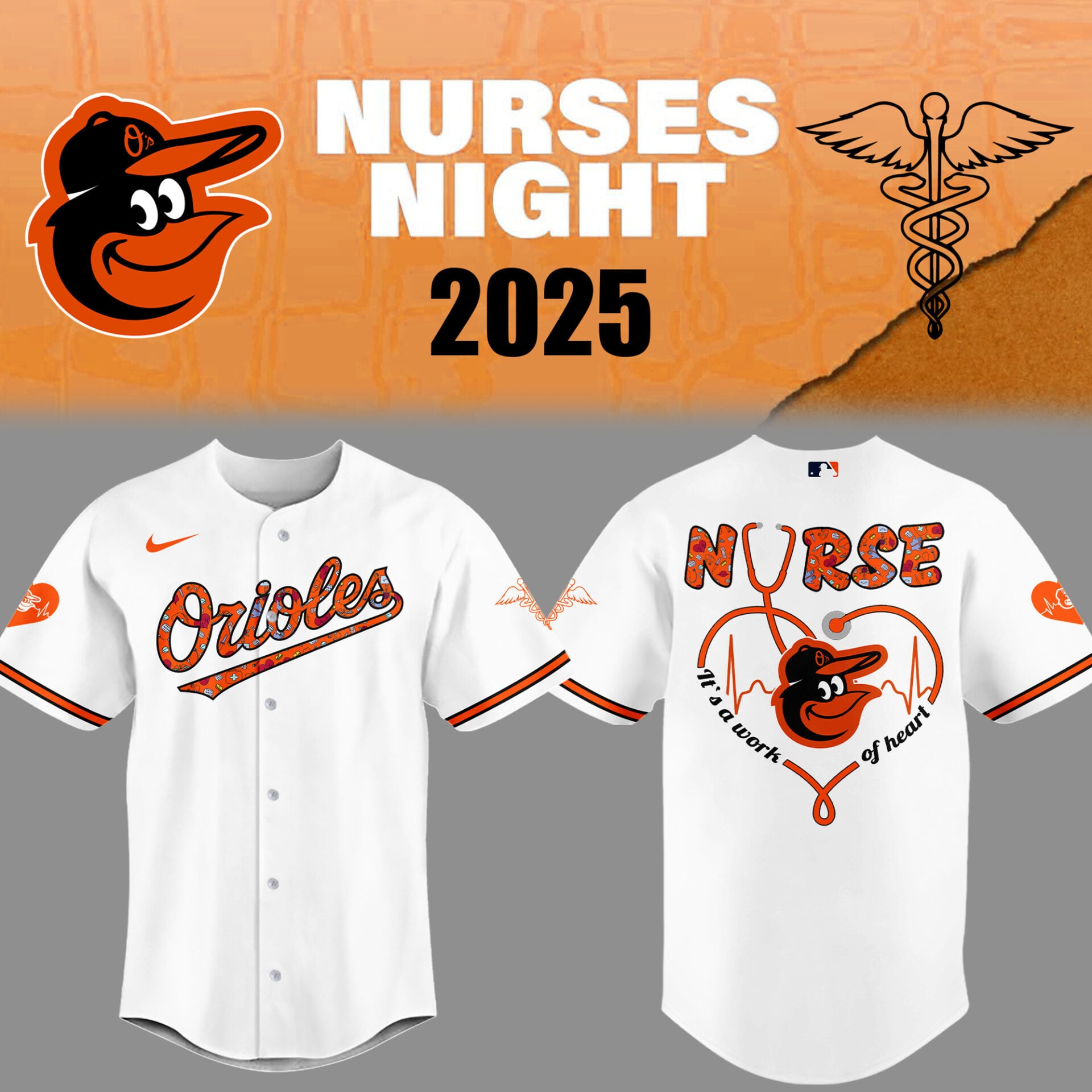 Baltimore Orioles 2026 Nurse Night White Jersey Baltimore Baseball Merch Gifts For Nurses