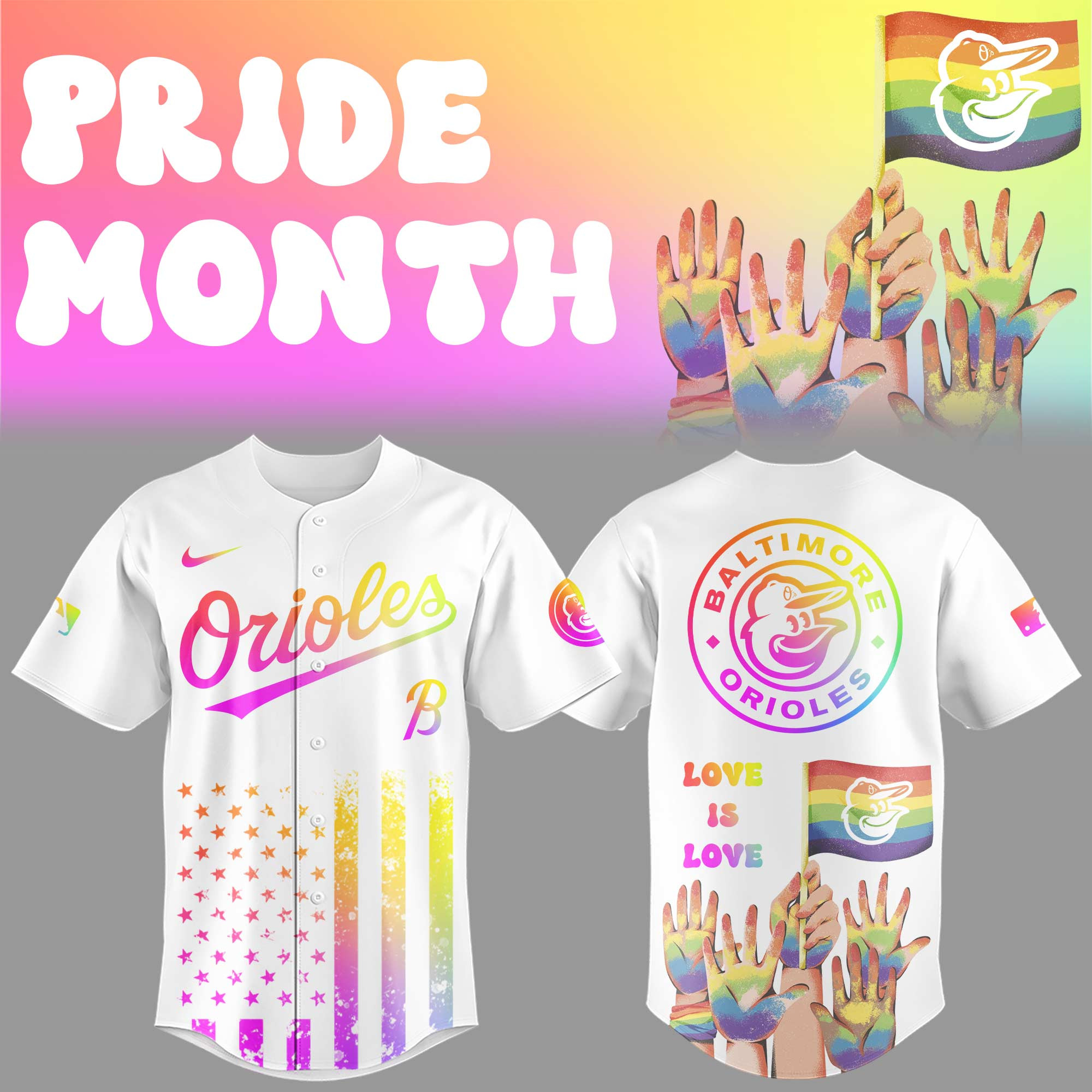 Baltimore Orioles Pride Month 2025 Jersey Love Is Love Jersey Orioles Merch Baseball Fan Gifts