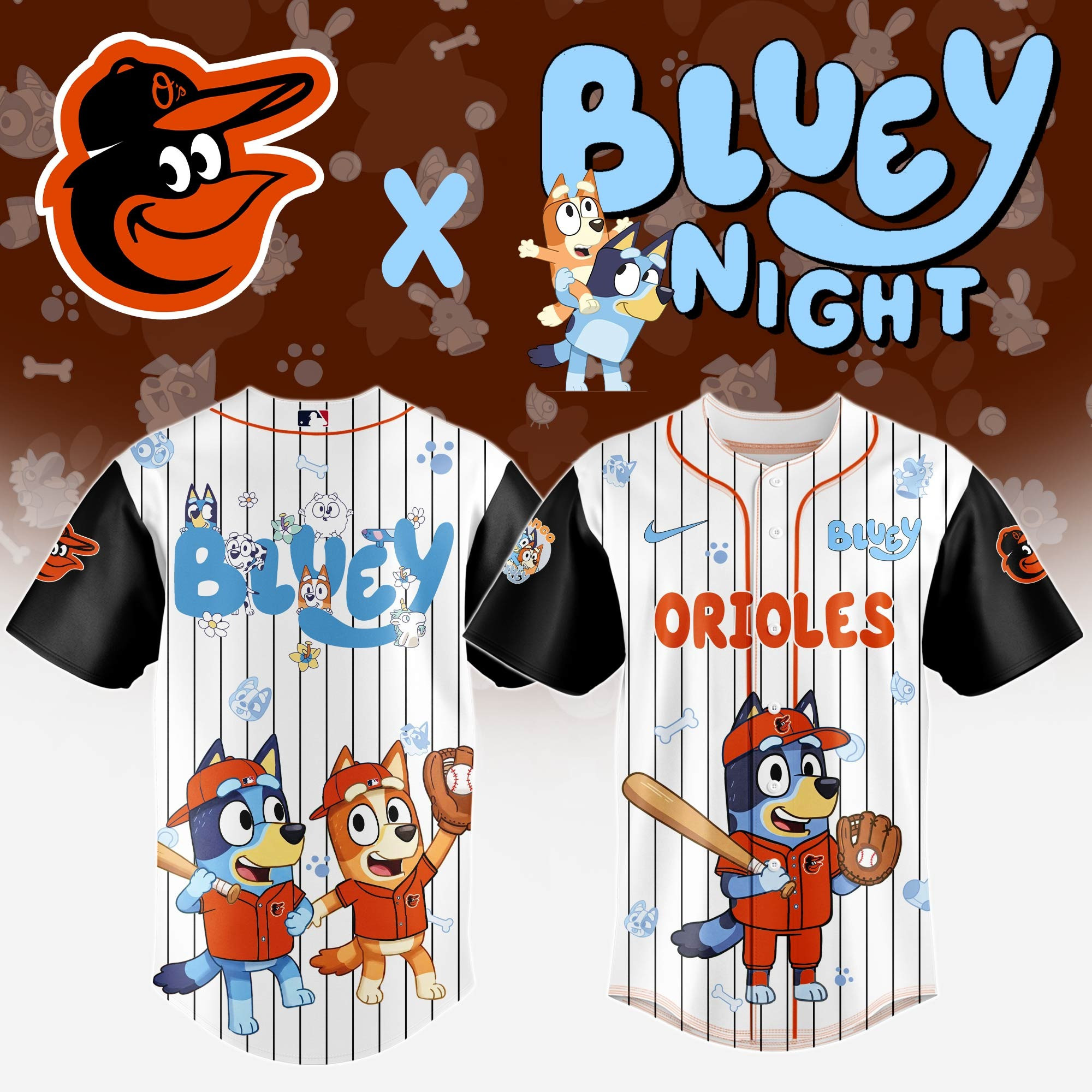 Baltimore Orioles x Bluey Bingo Jersey Baseball Fan Merch Gifts For Bluey Loves