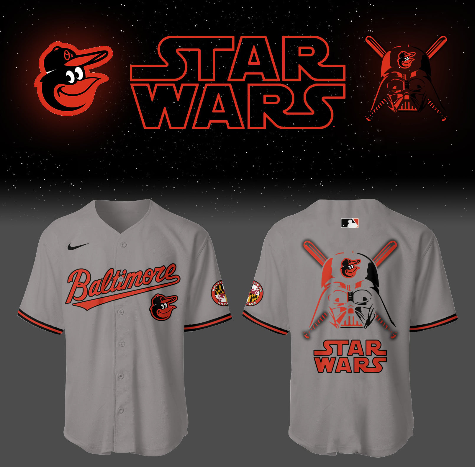 Baltimore Orioles X Star Wars Jersey Baltimore Baseball Merch Gifts For Star Wars Fans
