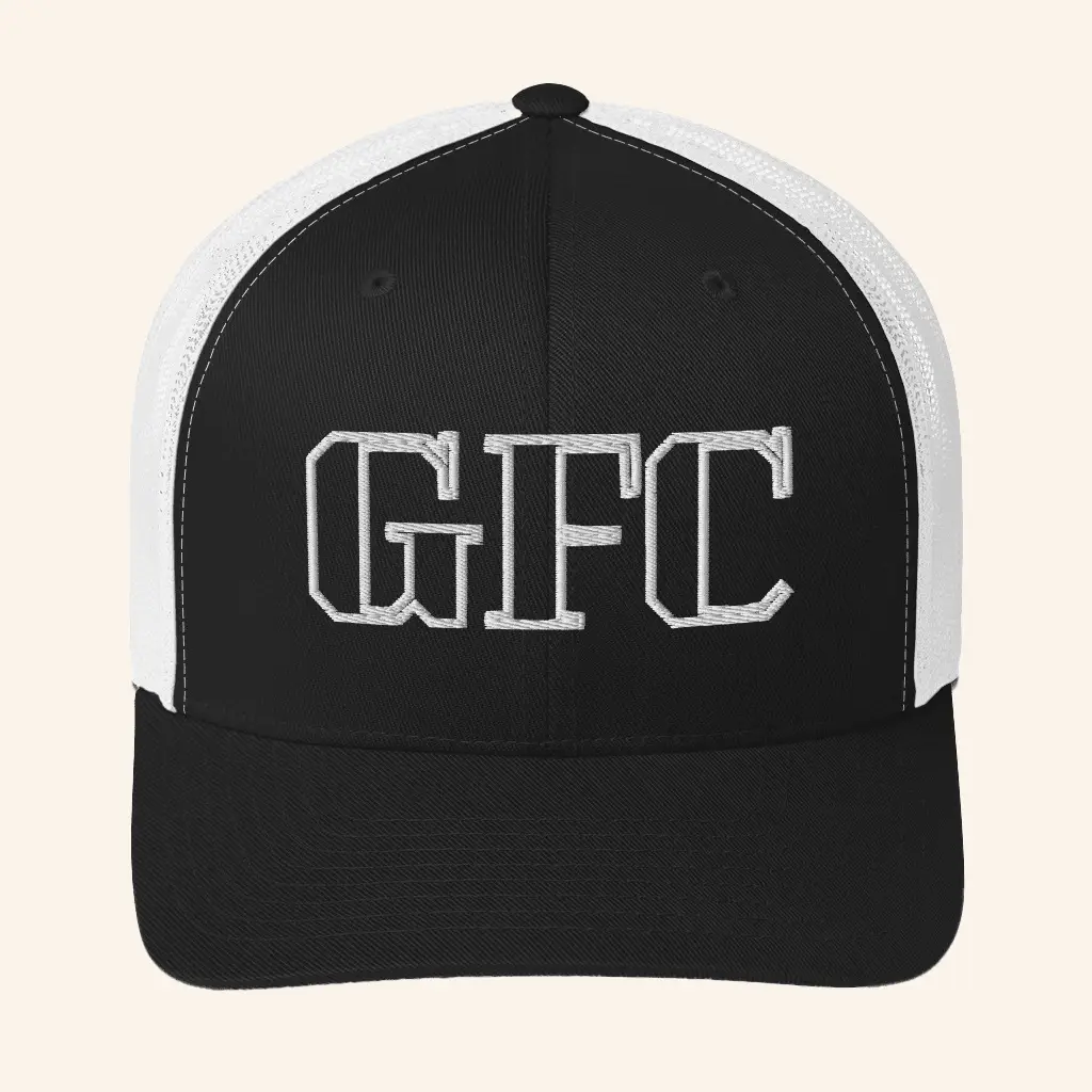Barrr None Merch Gfc White Outline Embroidered Trucker Hat Him Gifts -WearandDecor Barrr None Merch Gfc White Outline Embroidered Trucker Hat Him Gifts -WearandDecor - Image 1