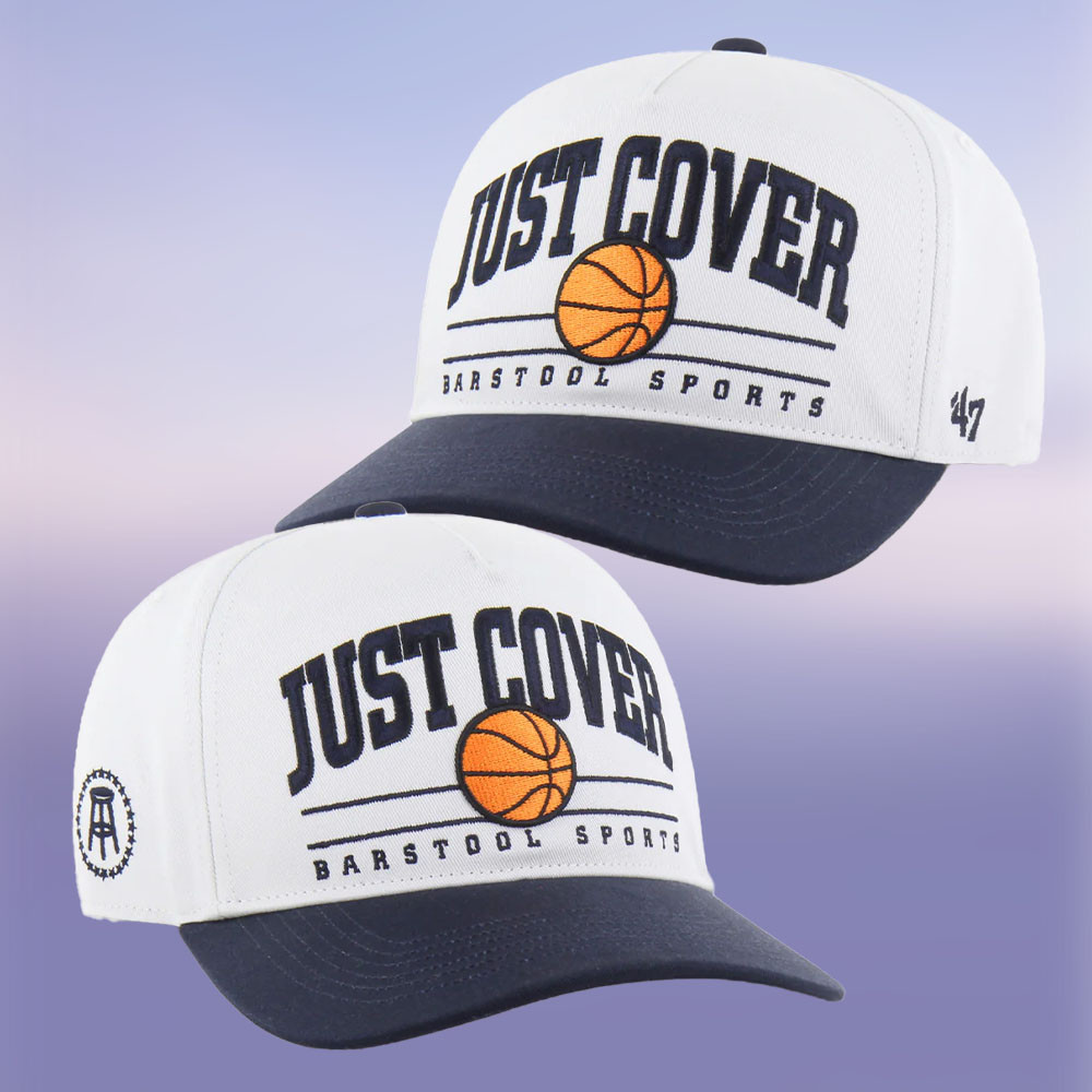 Barstool Sports Just Cover Roscoe '47 HITCH Snapback Hat White Gift for Husband