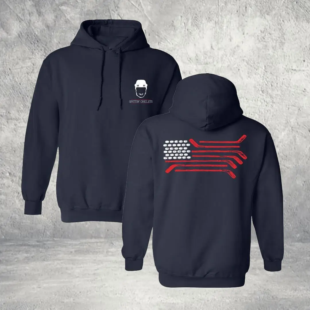 Barstool Sports Merch Spittin Chiclets Flag Hoodie Hockey Podcast Clothing Gift