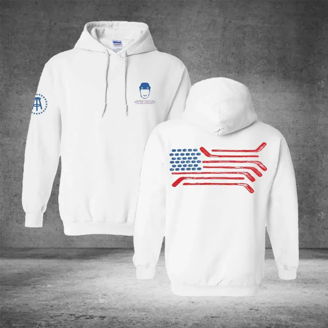 Barstool Sports Merch Spittin Chiclets Flag Hoodie Podcast Hockey Apparel Gift