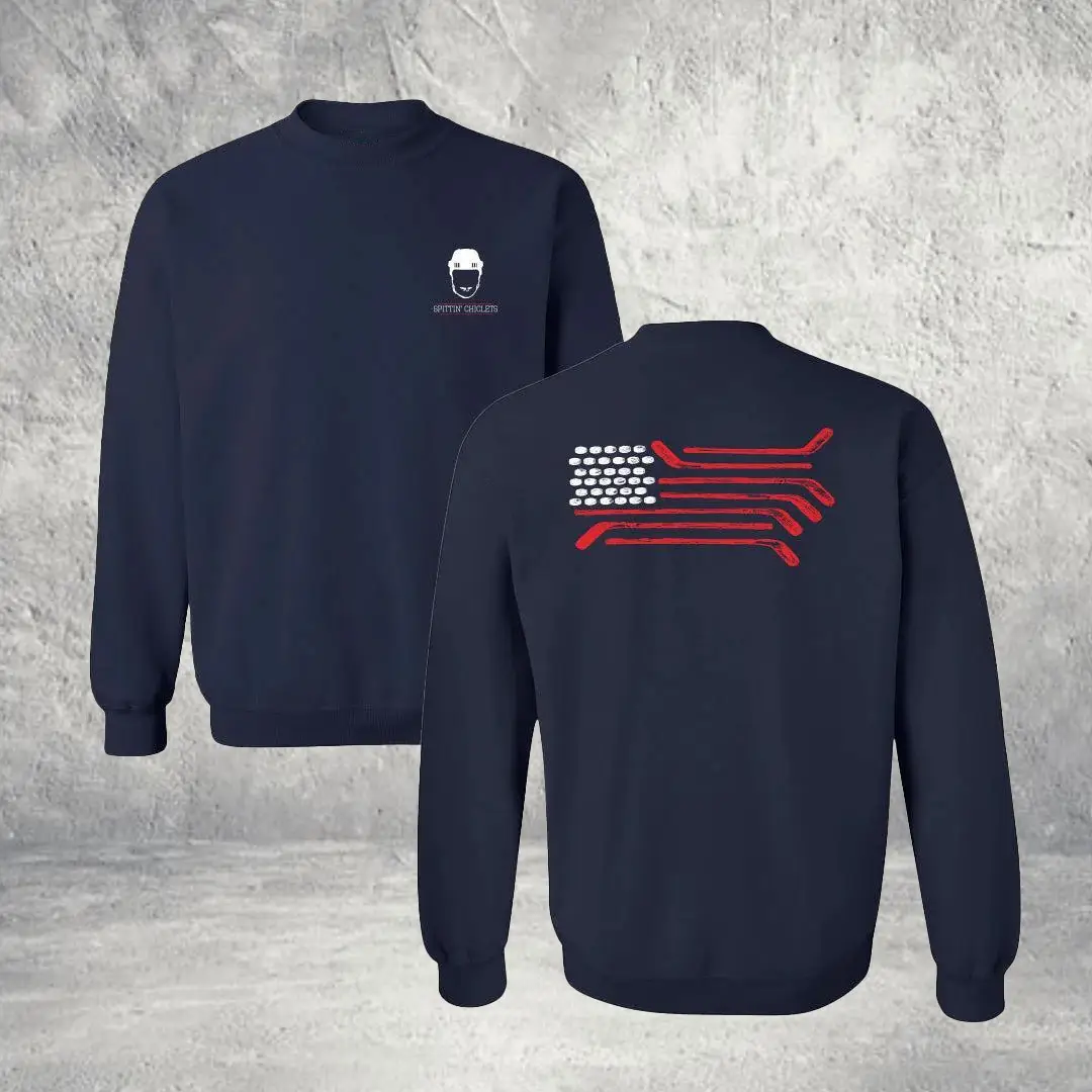 Barstool Sports Merch Spittin Chiclets Flag Sweatshirt Birthday Gift for Hockey Lovers