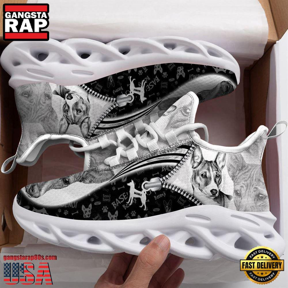Basenji Sketch Dogs Lover Air Max Shoes Air Cushion Sneakers, Running Sneakers