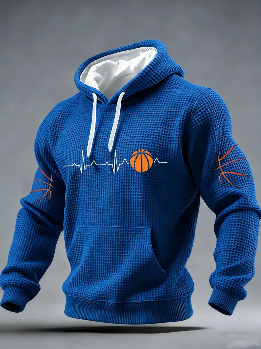Basketball Heartbeat Hoodie Men's March Madness Merch Game Day Gifts For Basketball Enthusiast