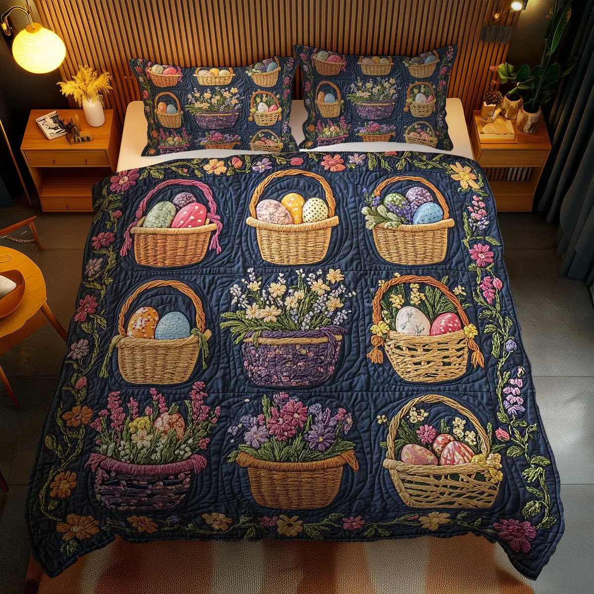 Basketful Of Easter Love Quilted Blanket Holiday Bed Room Decoration Unique Gifts For Dad