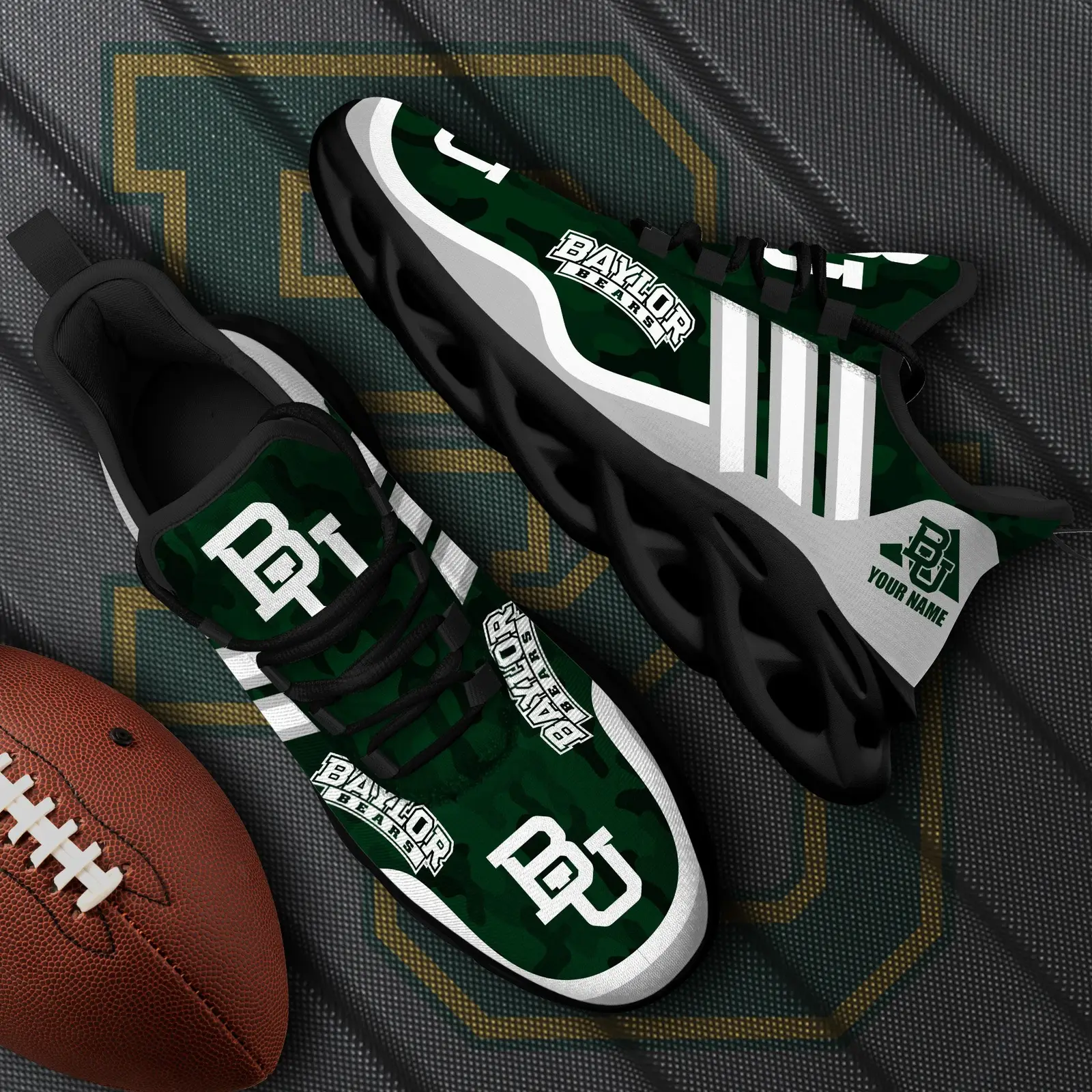 Baylor Bears Black Max Soul Shoes 2025 Versions Custom Name 466