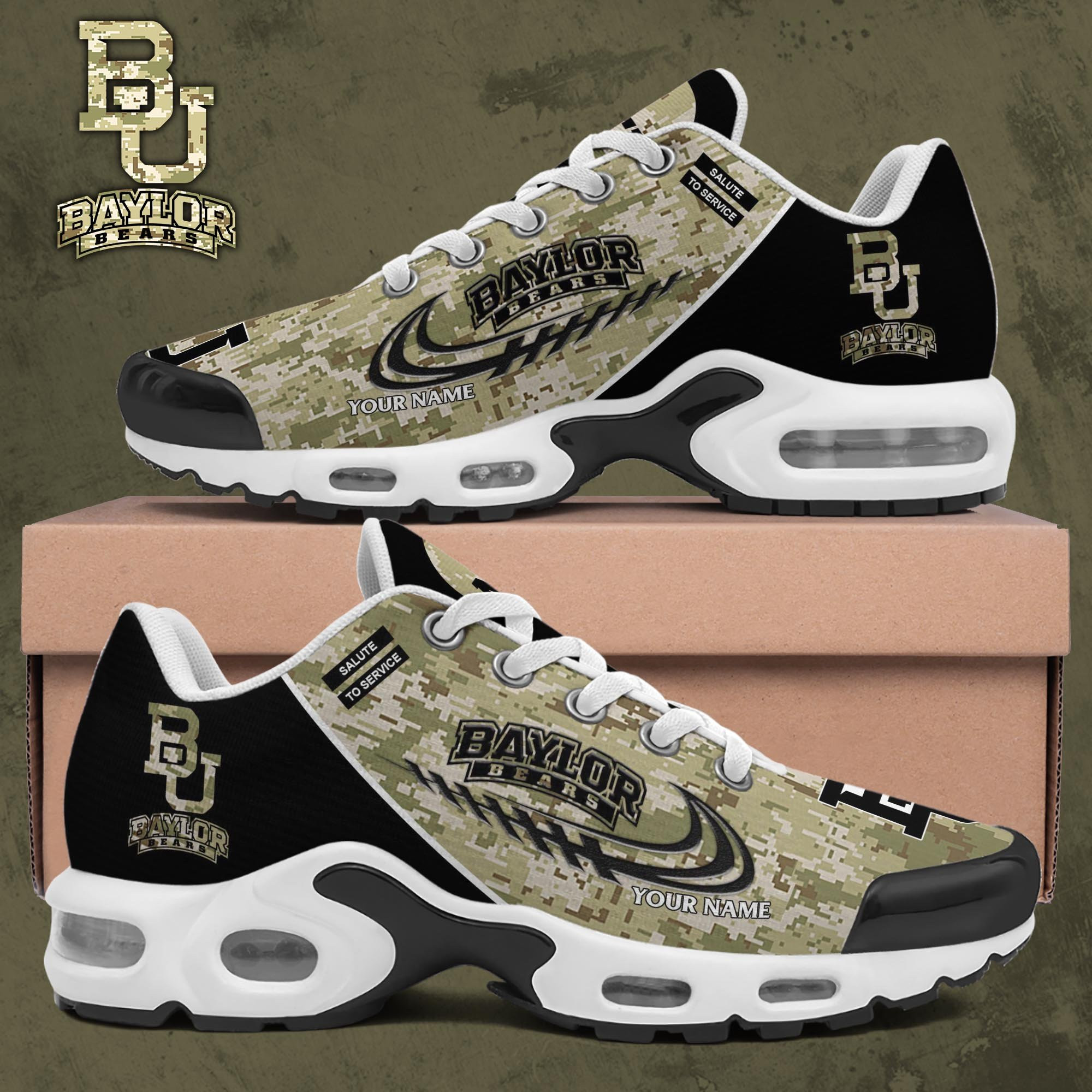Baylor Bears Shoes 2025 Version Custom Name, Camouflage Shoes, Gifts For Football Lovers Ph636