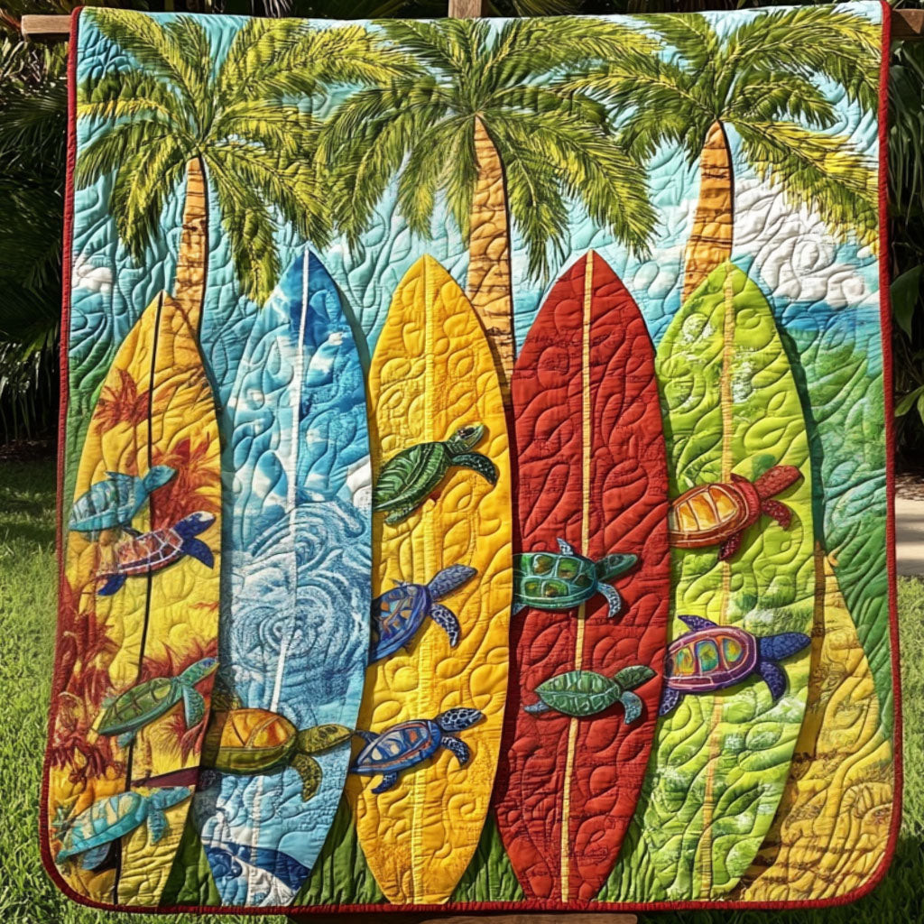 Beach Paradise Quilted Blanket Winter Decor Blanket Best Gifts For Surfers Beach Paradise Quilted Blanket Winter Decor Blanket Best Gifts For Surfers - Image 1
