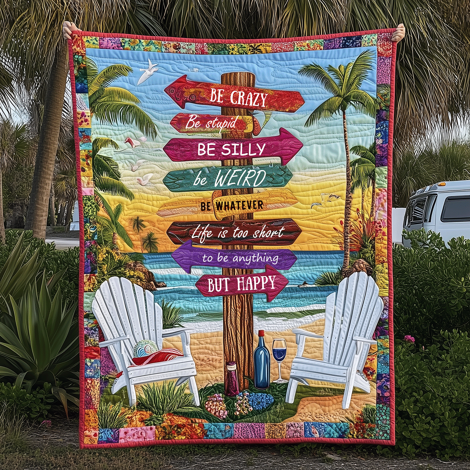 Beach State of Mind Quilted Blanket Best Throw Blanket Unique Gifts For Ocean Lovers