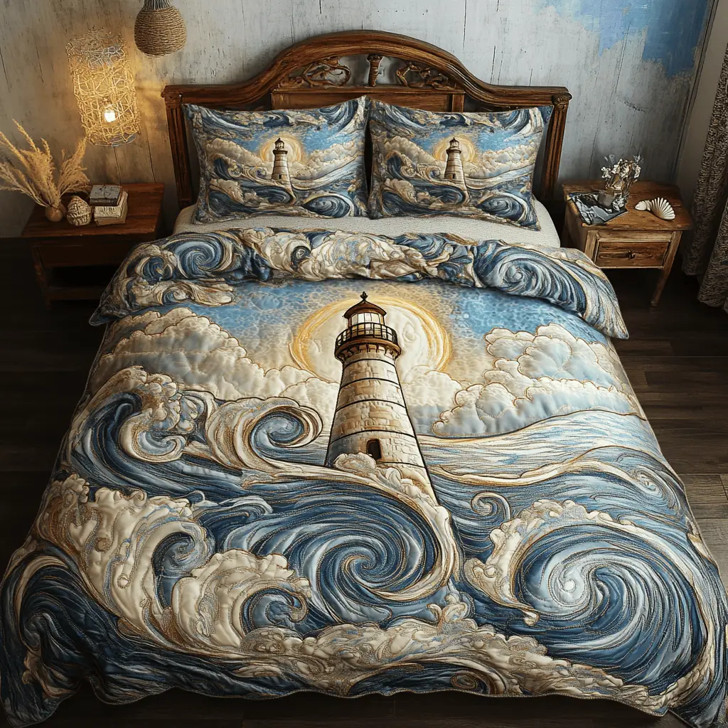 Beacon of Hope Quilted Bedding Set Best Bed Sheet Set Lighthouse Christmas Gifts Beacon of Hope Quilted Bedding Set Best Bed Sheet Set Lighthouse Christmas Gifts - Image 1