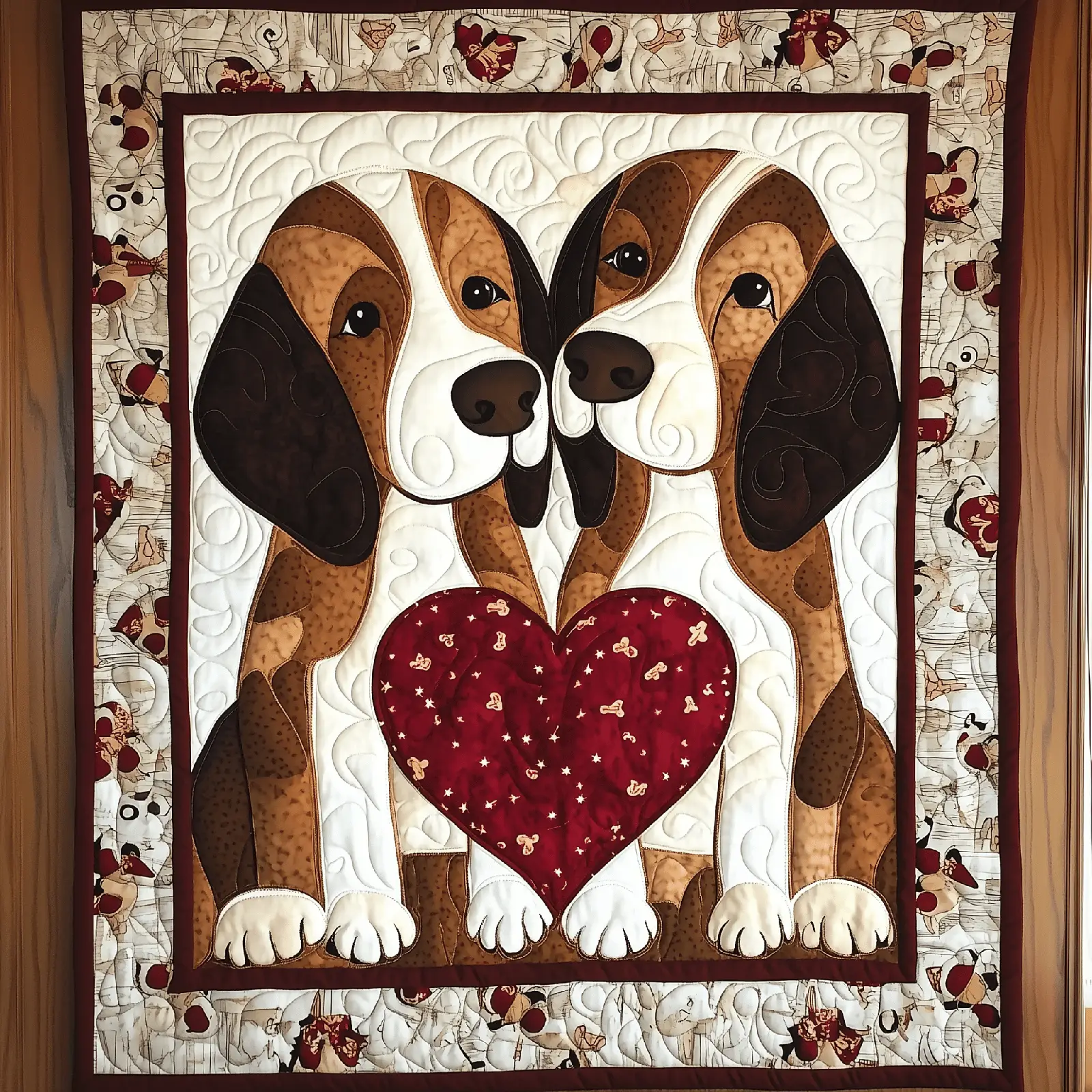 Beagle Bond Of Love Brown Quilted Blanket Brown Dogs With Heart Beagle With Heart Present Ideas