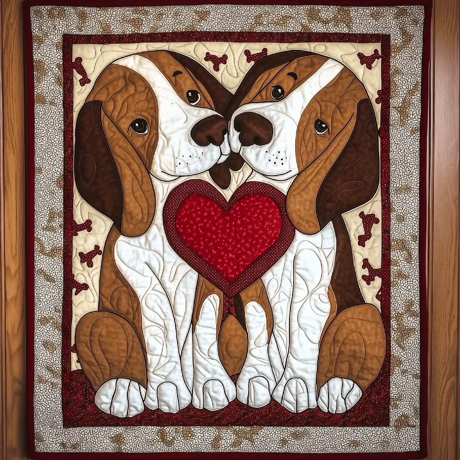 Beagle Bond Of Love Friendly Quilted Blanket Dog Mom Pet Lover Beagle With Heart Present Ideas