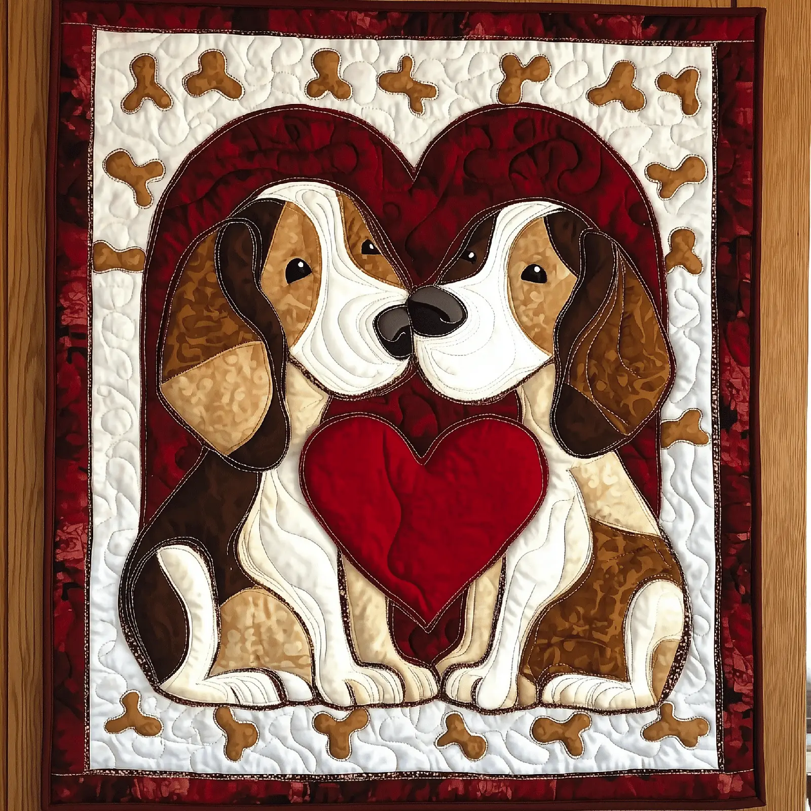 Beagle Bond Of Love Tiny Quilted Blanket Puppy Couple Gift Beagle With Heart Present Ideas Beagle Bond Of Love Tiny Quilted Blanket Puppy Couple Gift Beagle With Heart Present Ideas - Image 1