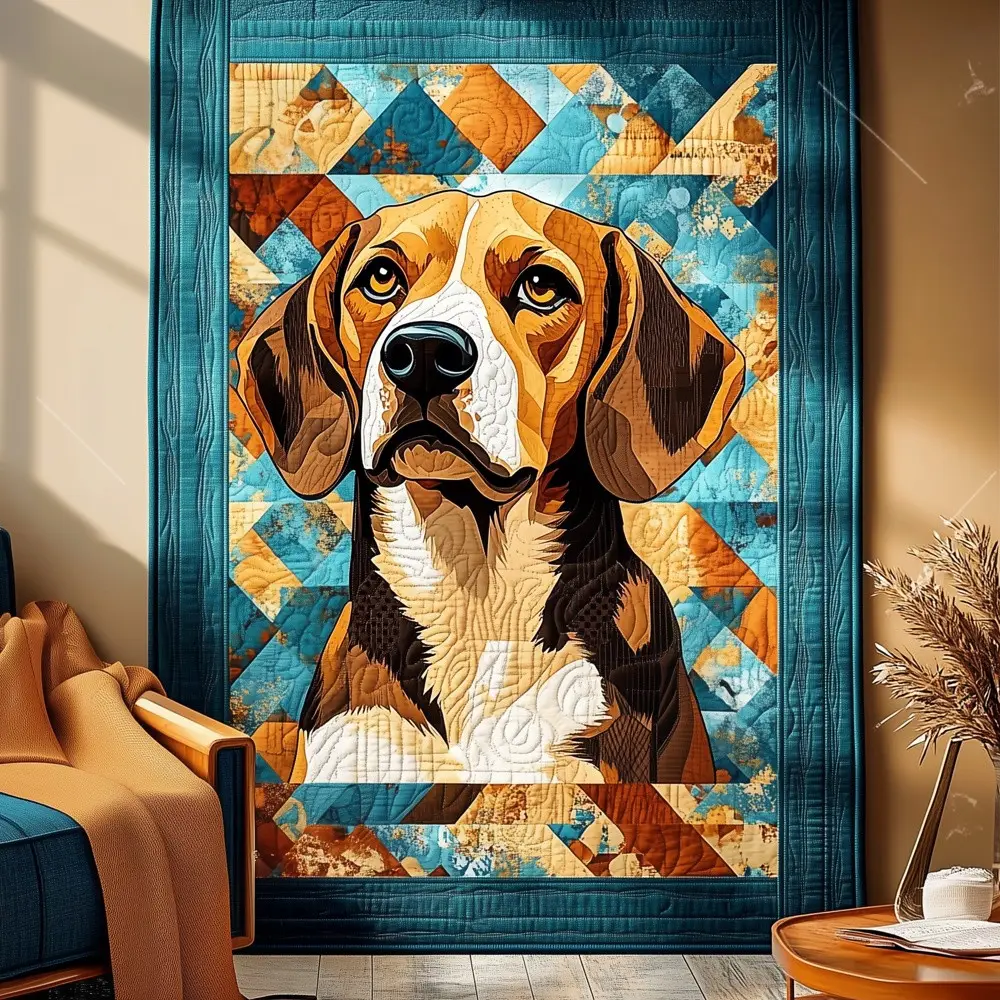 Beagle Portrait Patchwork Quilted Blanket Dog Lover Art Throw Best Gift For Beagle Owner Pet Lover Decor Beagle Portrait Patchwork Quilted Blanket Dog Lover Art Throw Best Gift For Beagle Owner Pet Lover Decor - Image 1