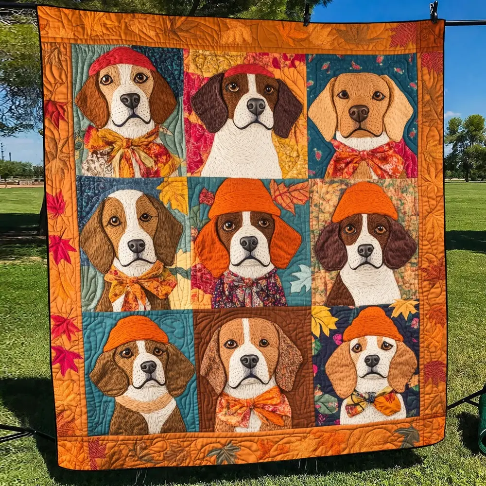 Beagle Portrait Quilted Blanket Dog Lover Home Decor Cozy Warm Throw Best Gift Beagle Dog Owners