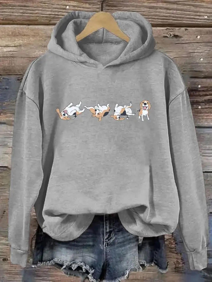 Beagles Hoodie Funny Happy Smiling Puppy Hooded Sweatshirt Cute Gifts For Dog Lovers