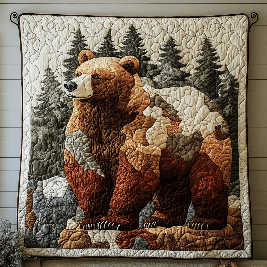 Bear Creek Trail Quilted Blanket Sofa Couch Throw Blanket Gift Ideas For Bear Lovers Bear Creek Trail Quilted Blanket Sofa Couch Throw Blanket Gift Ideas For Bear Lovers - Image 1
