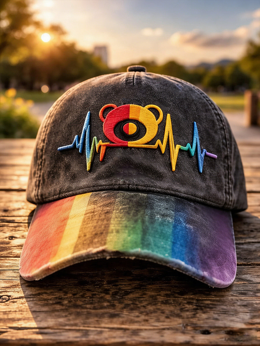Bear Heartbeat Cap Human Rights LGBTQ Dad Hat Gift For Inclusive Families Bear Heartbeat Cap Human Rights LGBTQ Dad Hat Gift For Inclusive Families - Image 1