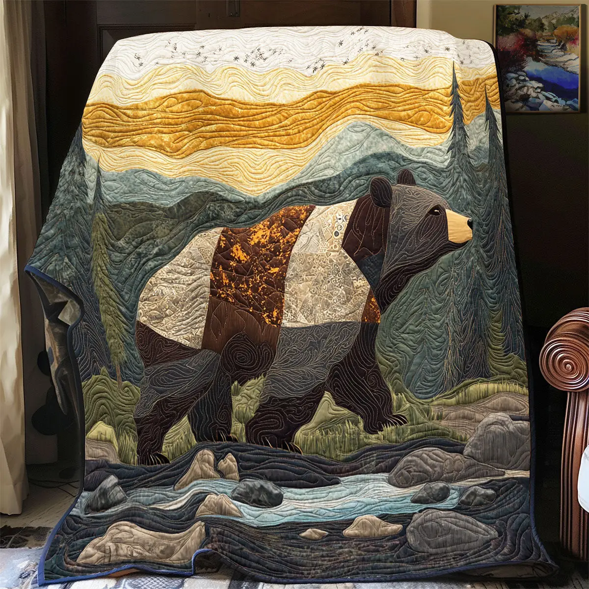 Bear Mountain Quilt Luxury Throw Blankets Mother's Day Gifts For Daughter Bear Mountain Quilt Luxury Throw Blankets Mother's Day Gifts For Daughter - Image 1