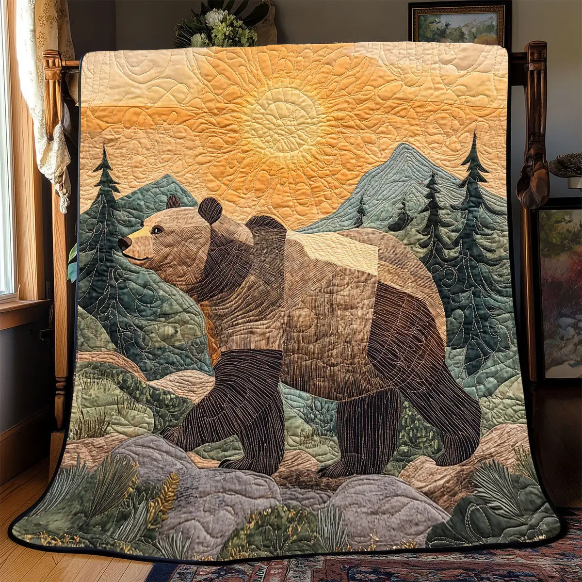 Bear Mountain Quilt Luxury Throw Blankets Mother's Day Presents For Mom