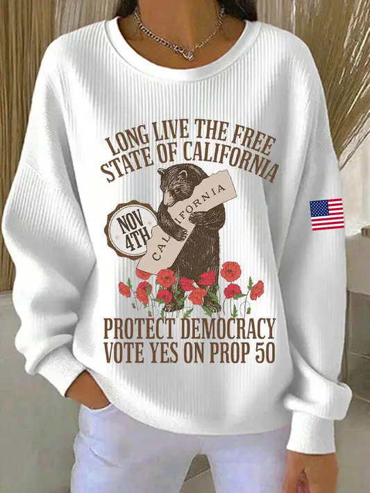 Bear Protect Democracy California Sweatshirt Vote Yes On Prop 50 Anti MAGA Merch Ideal Gifts Bear Protect Democracy California Sweatshirt Vote Yes On Prop 50 Anti MAGA Merch Ideal Gifts - Image 1