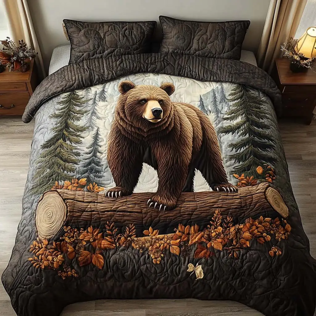 Bear Tales Quilted Bedding Set Trendy Bedding Merch for Modern Homes