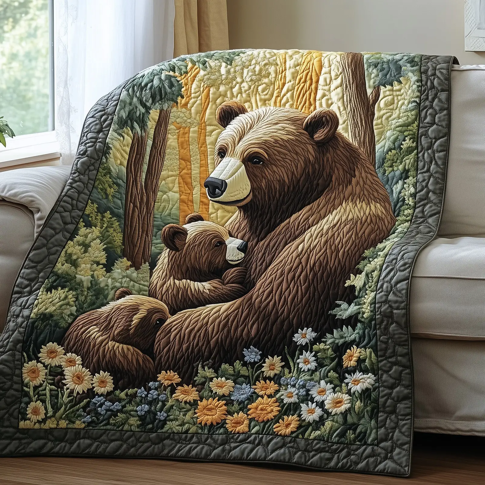 Bear Wildlife Forest Animal Classic Quilted Blanket Classic Family Best Gifts For Bear Lovers Family Bear Wildlife Forest Animal Classic Quilted Blanket Classic Family Best Gifts For Bear Lovers Family - Image 1